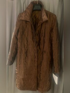 Jane Post Japanese Taffeta Woven Coffee Gold Coat